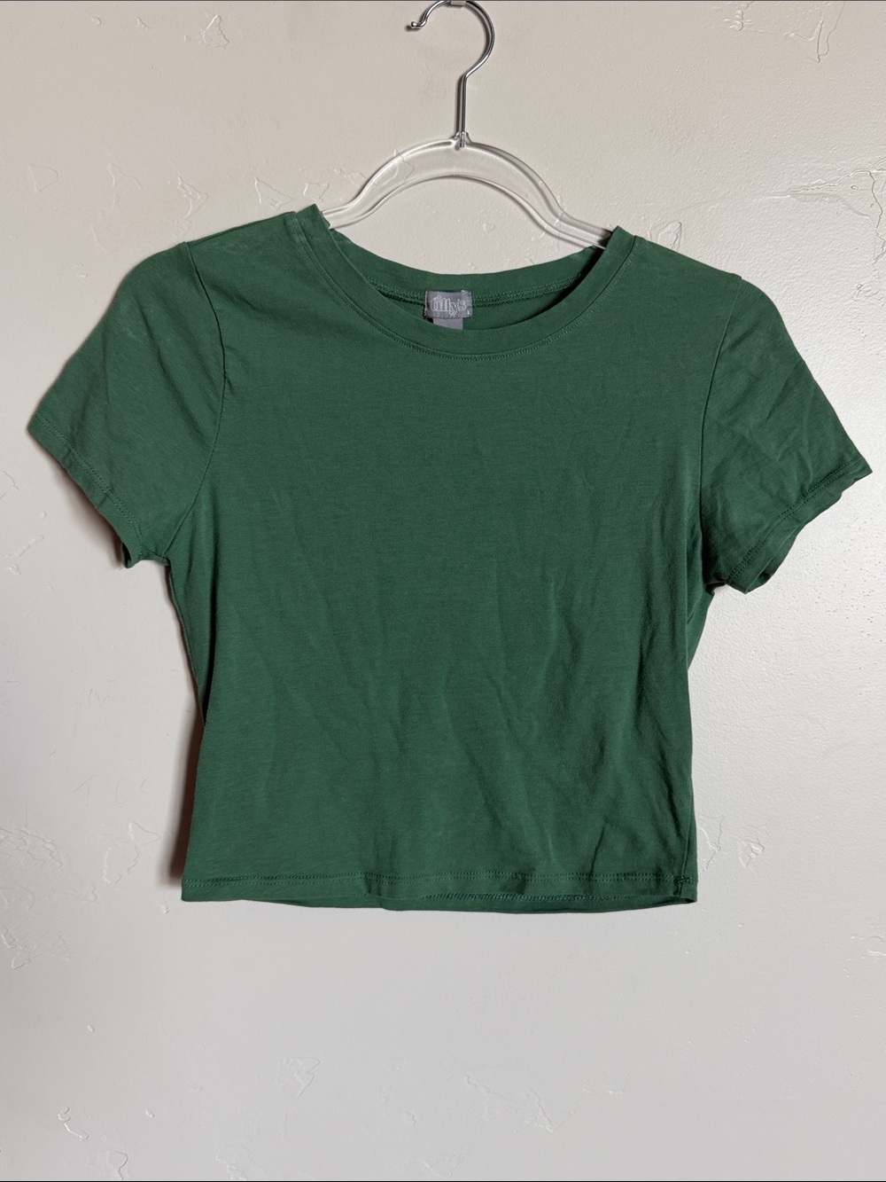 Tilly's Cropped Forest Green Short Sleeve Crop Tee Large